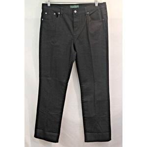 LRL Ralph Lauren Jeans Womens Size 14 Black Denim Classic Straight Mid Rise